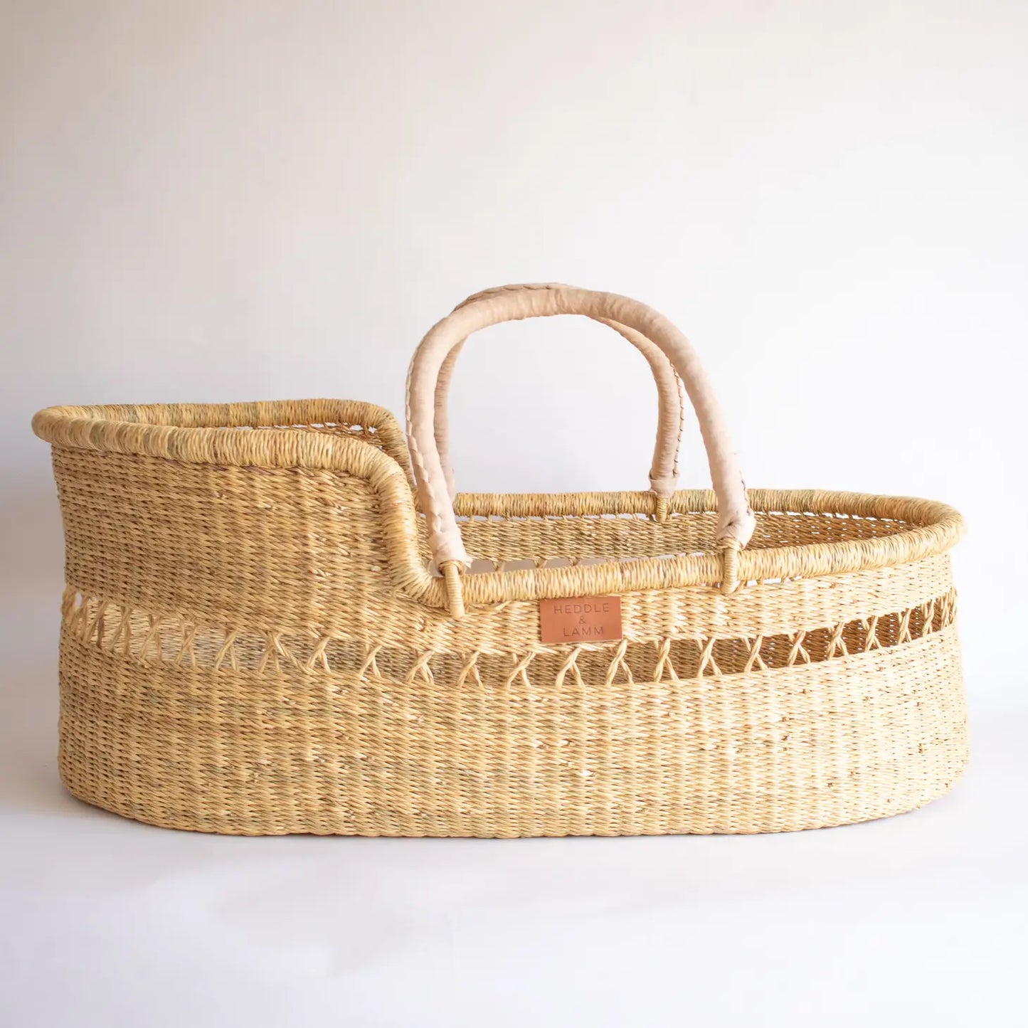 Flore Open Weave Moses Basket - Natural Handle