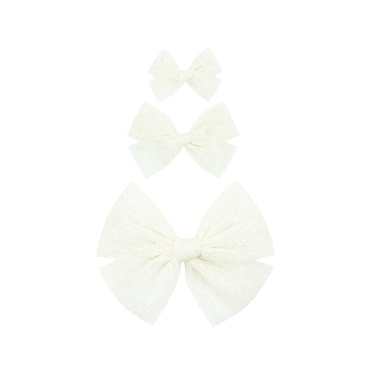 Tulle - Ivory Dot Bow Clip