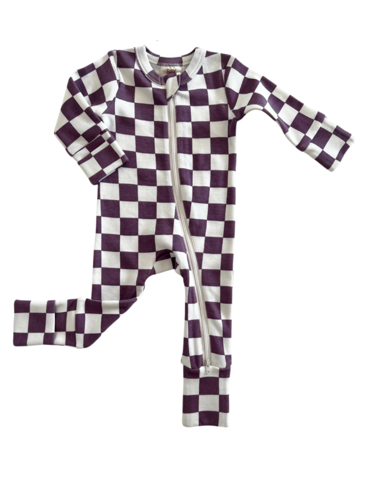 Berry Cheesecake Checkerboard / Organic 2-Way Zip Romper