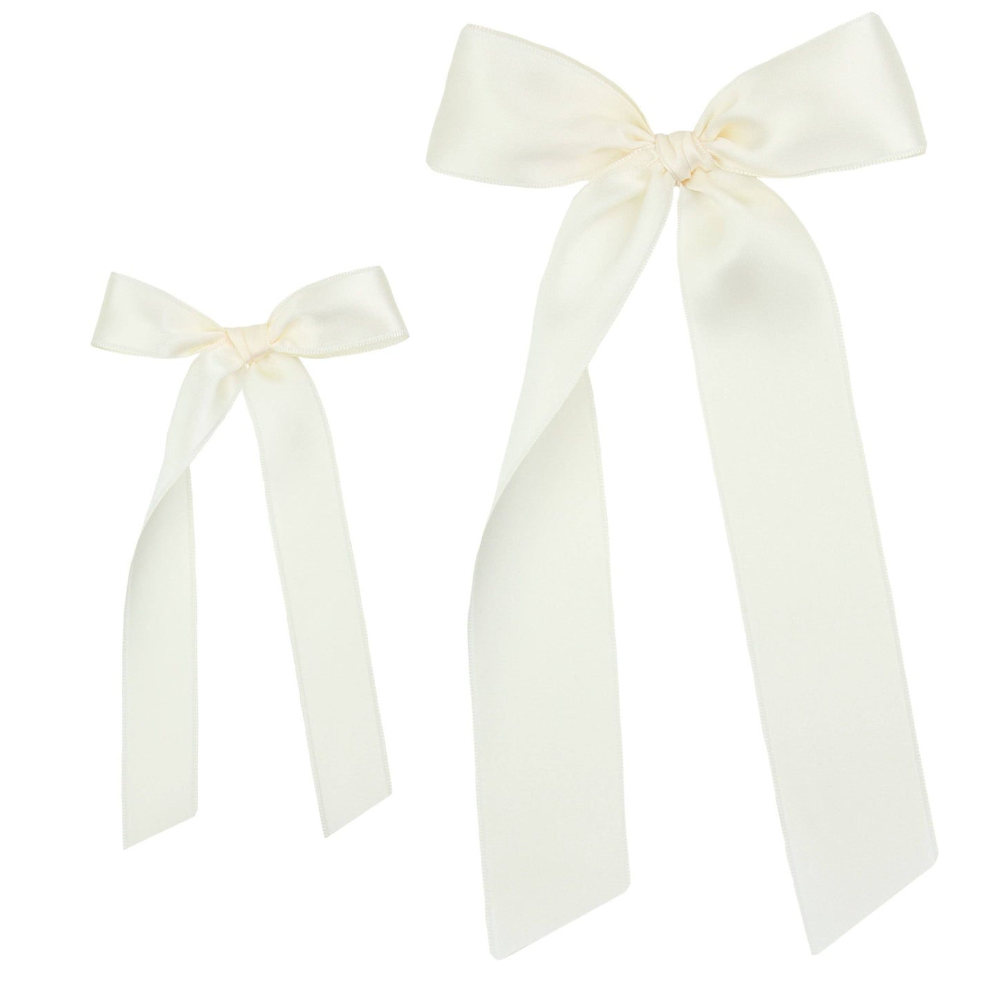 Sash Bow - Cream Satin Clip