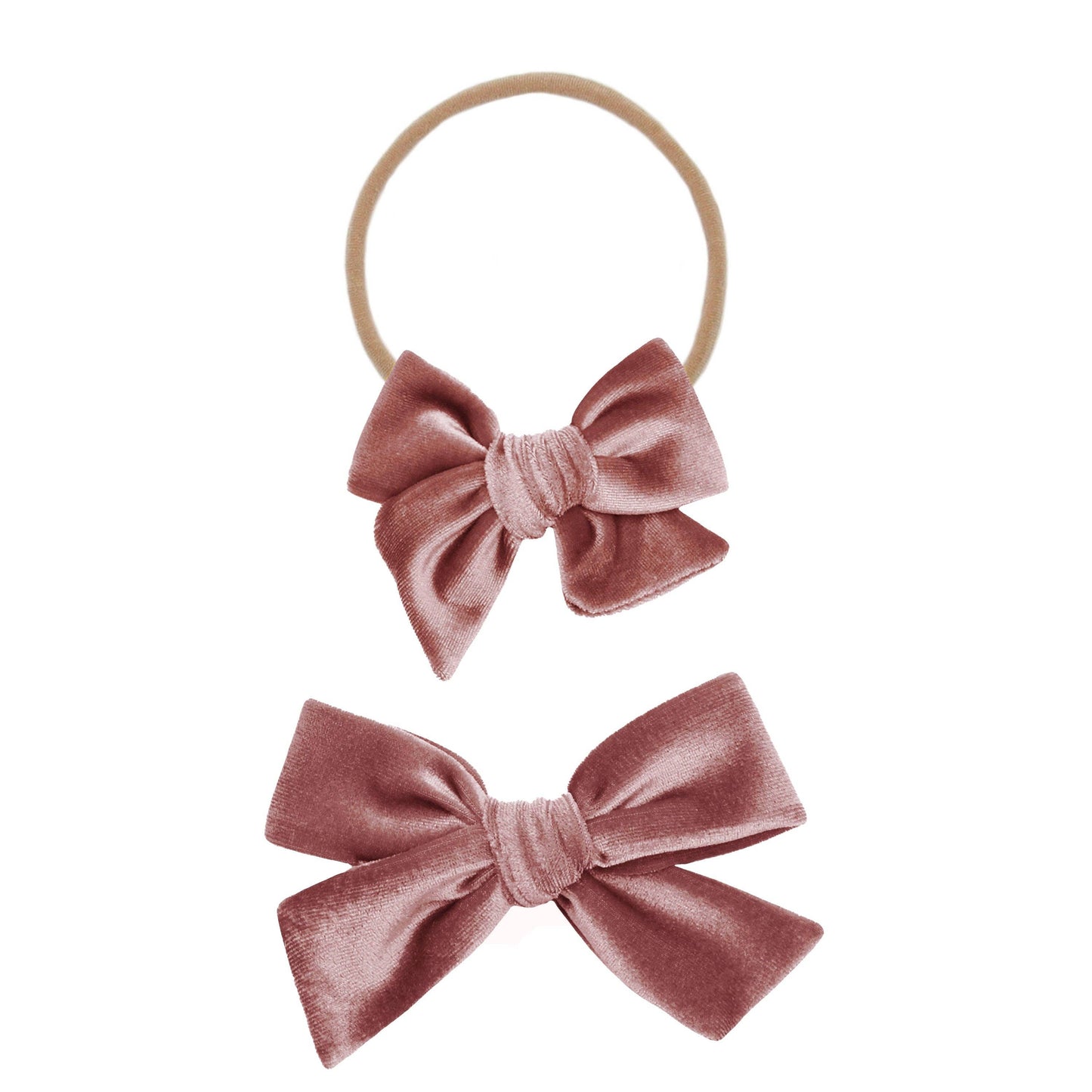 Velvet Bow Headband 3 Pack: Rose