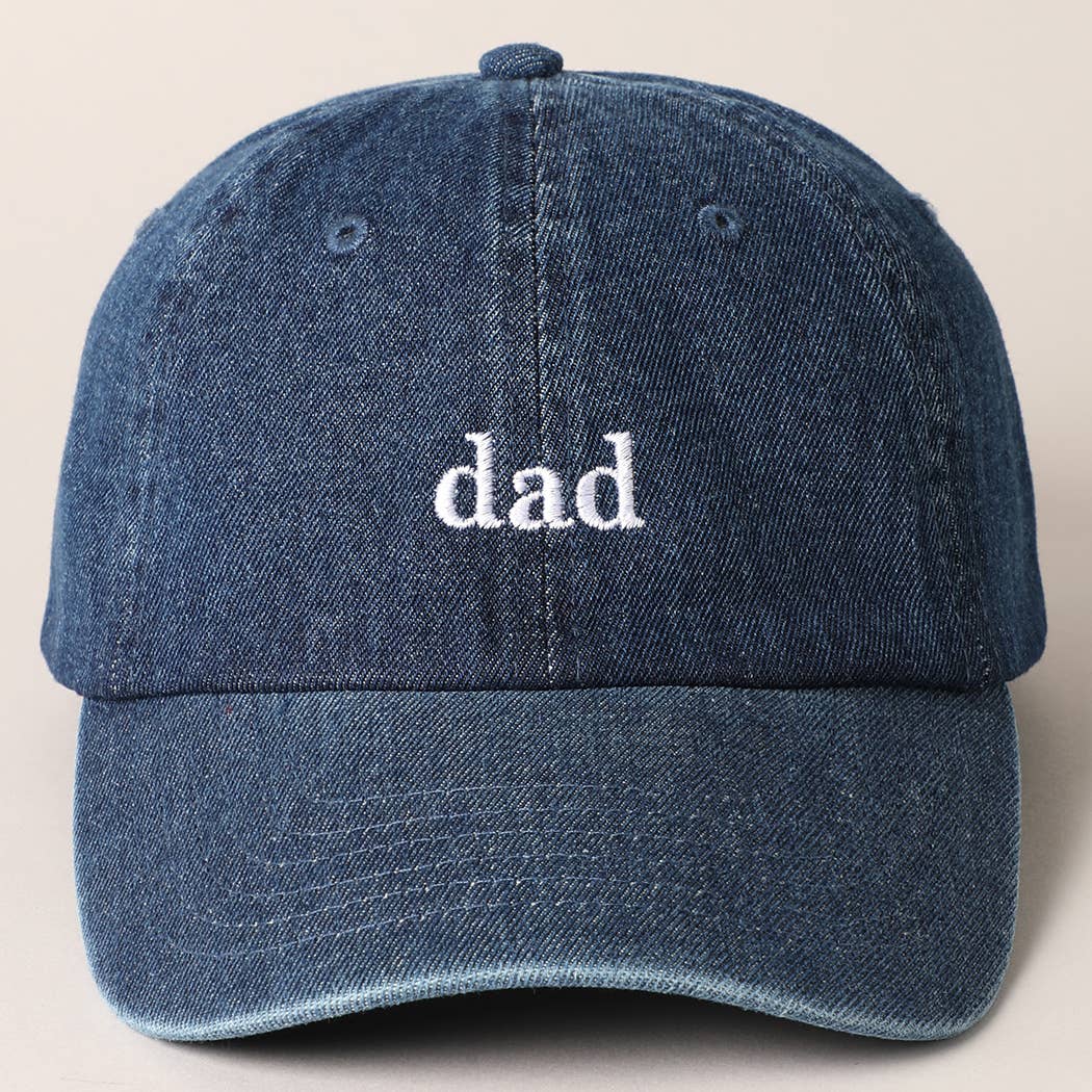 Father's Day Gift Dad Text Embroidered Denim Cap