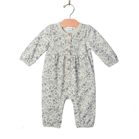 Henley Long Leg Romper- Fall Deer