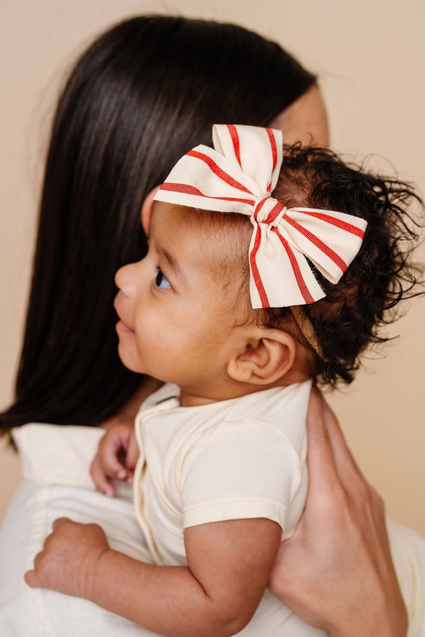 Ribbon Bow - Red Stripe Clip