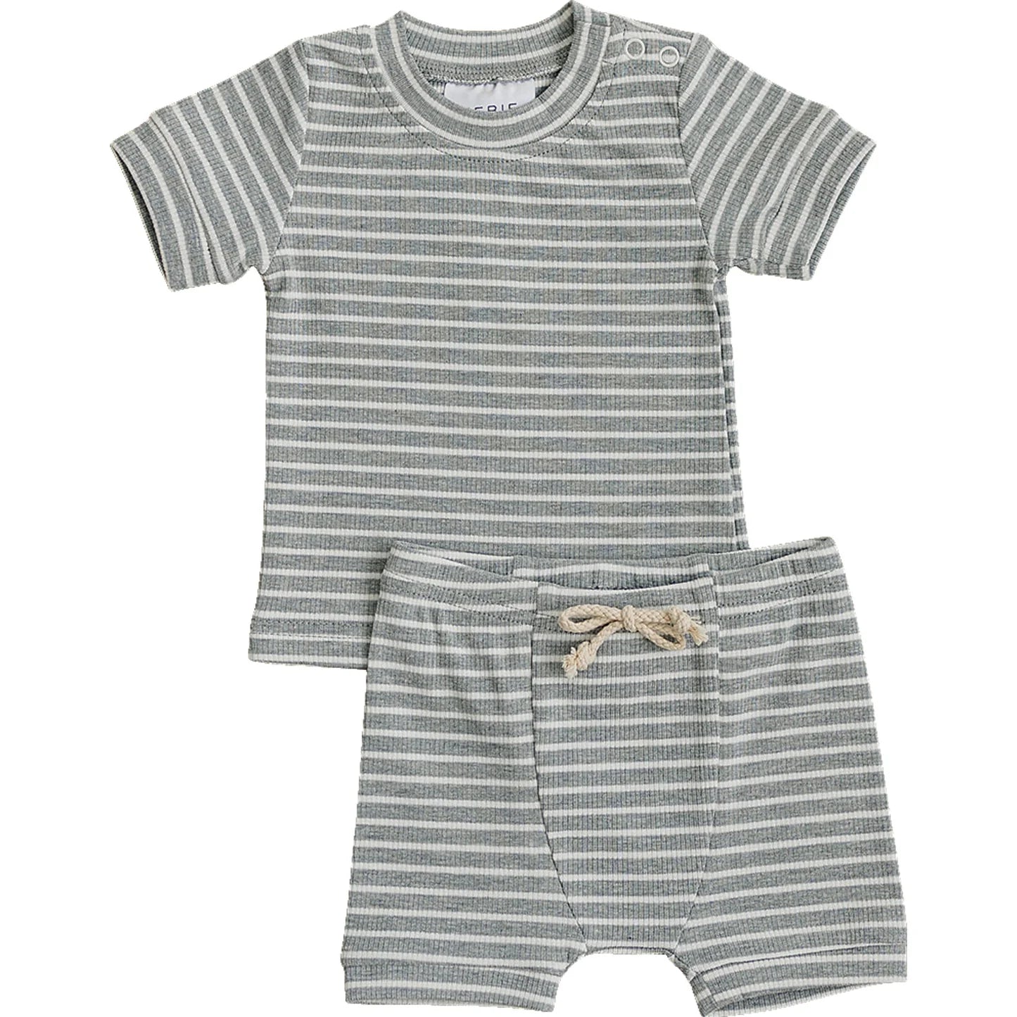 Grey Striped Ribbed Set