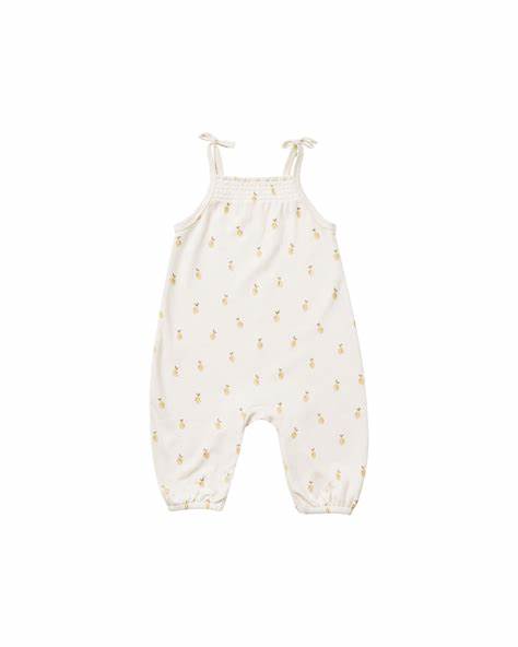 Quincy Mae Smocked Jumpsuit Lemons