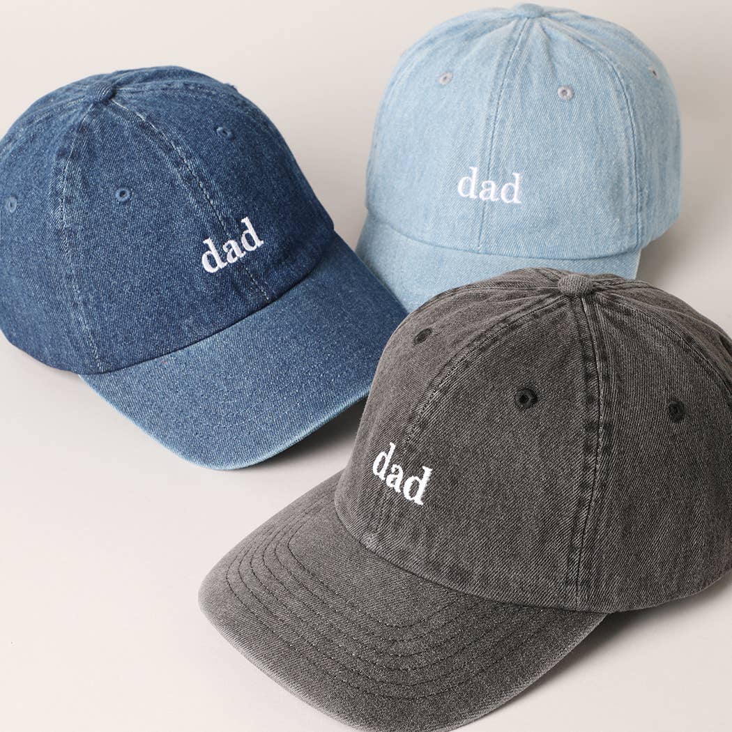 Father's Day Gift Dad Text Embroidered Denim Cap