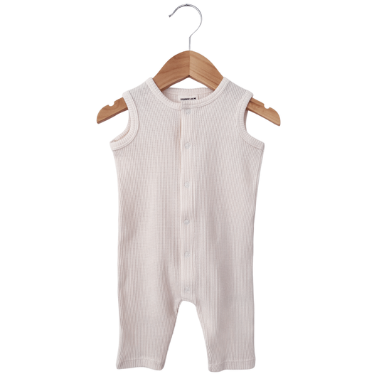 Organic Waffle Easy Romper, Snow