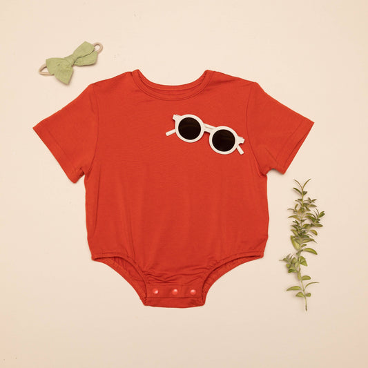 Bamboo Red T-shirt Bubble Romper