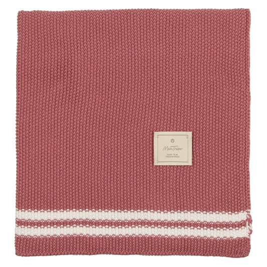 Duo Stripe Chunky-Knit Blanket Ash Rose