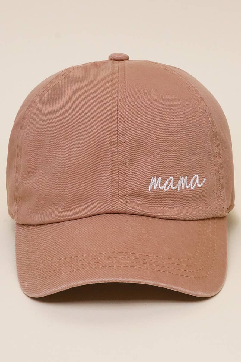 Mama Embroidery Baseball Cap in Clay